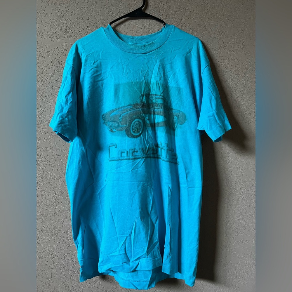 mens xl blue corvette vintage t shirt